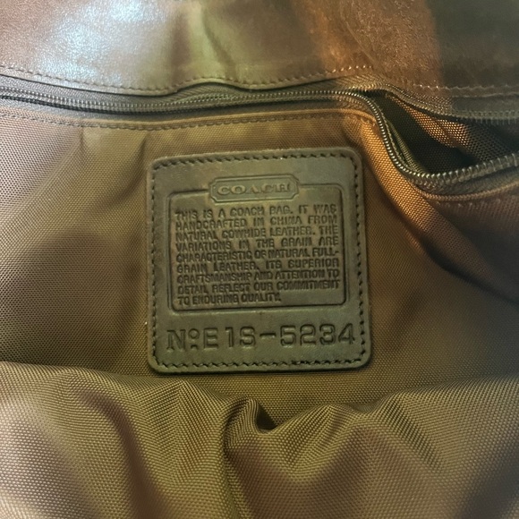 Coach Unisex Dark Brown  Leather Messenger Bag - Picture 7 of 7